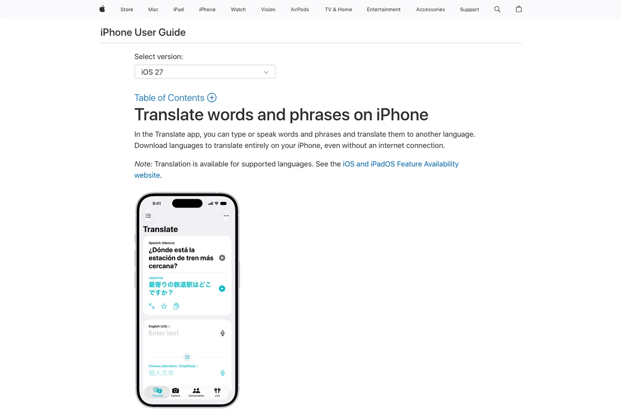 Apple official support guide page