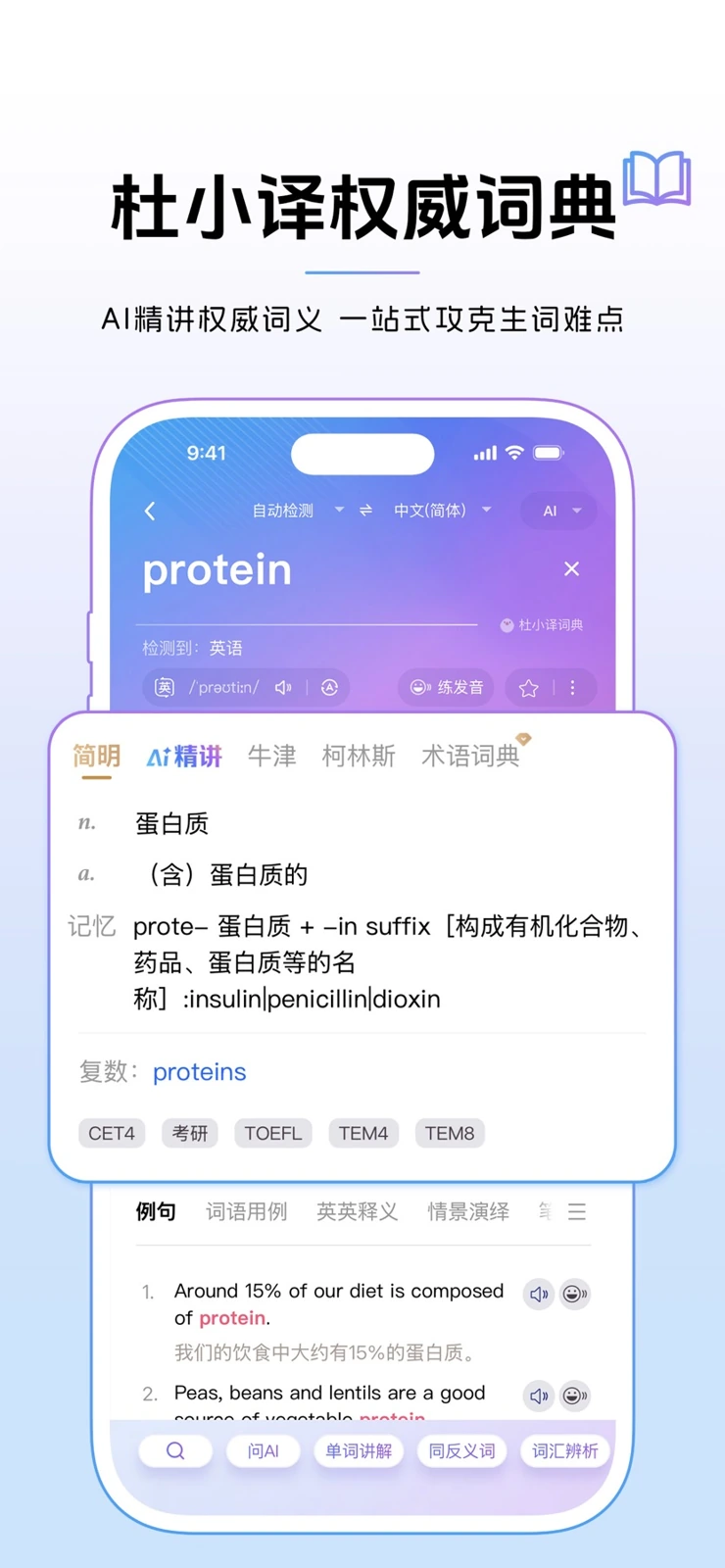 Baidu Translate dictionary definition interface