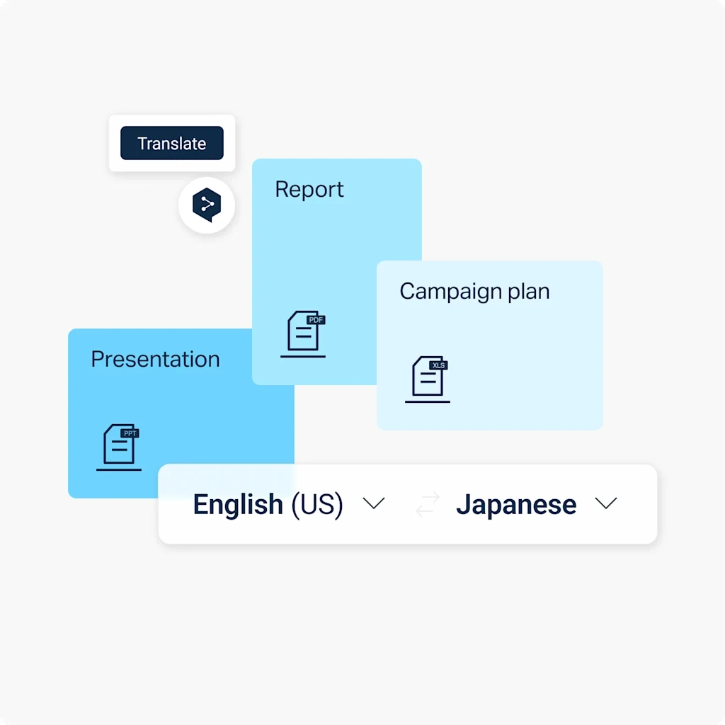 DeepL document translation formats and language picker illustration