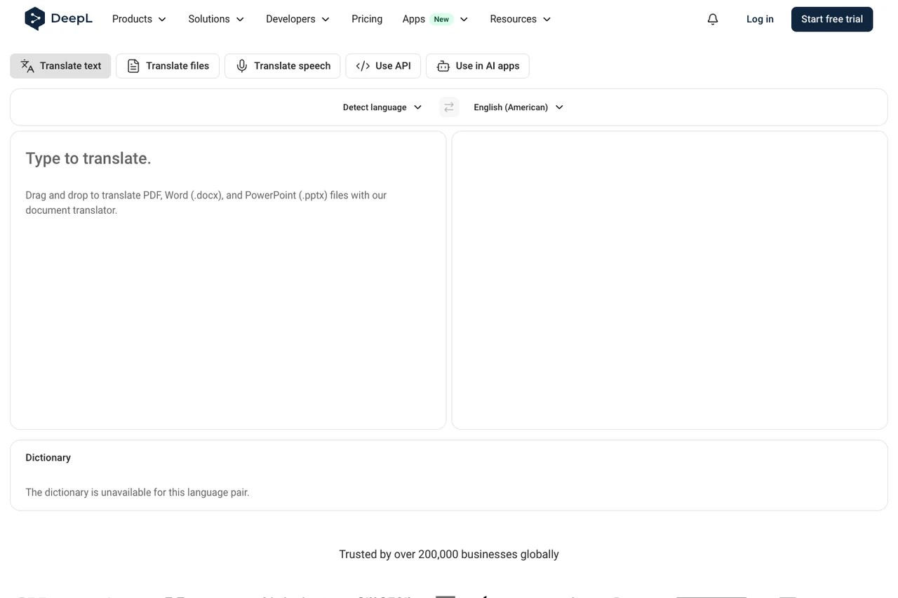 DeepL Web Text Translation Interface