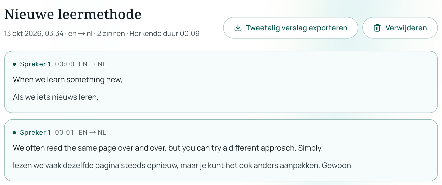 Sessiegeschiedenis met tweetalige ondertitels