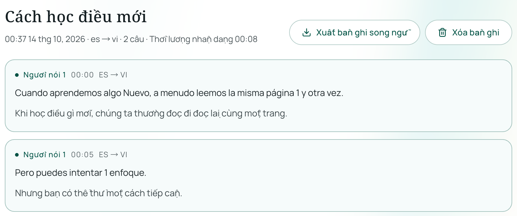 Lịch sử phiên với phụ đề song ngữ