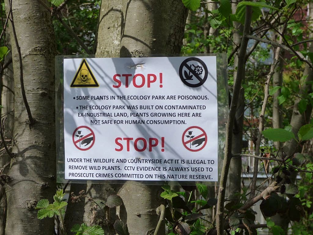 Original historical warning sign at Greenwich Ecology Park