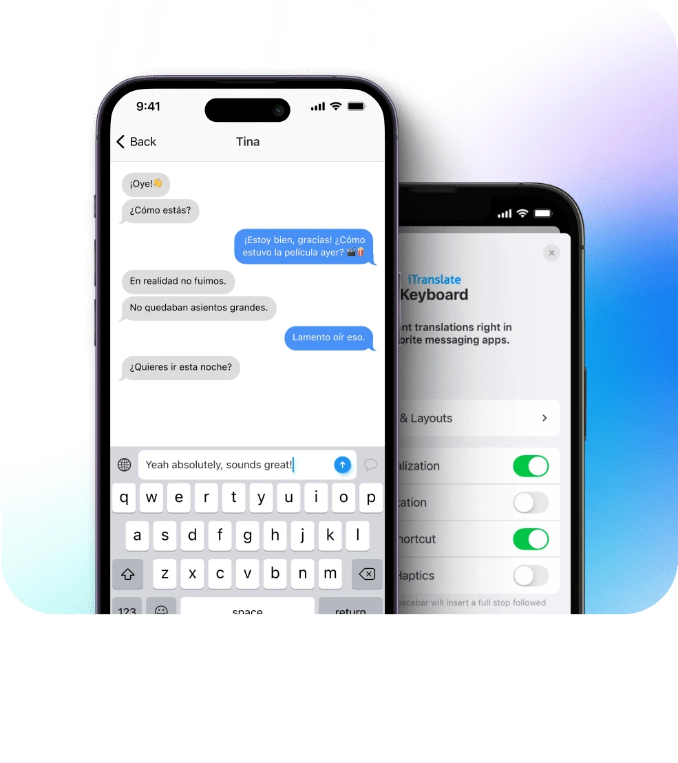 iTranslate Keyboard Extension interface