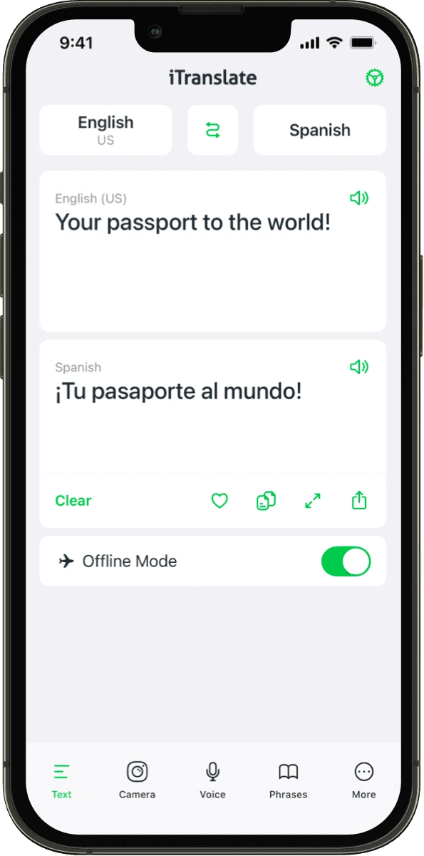 iTranslate Offline Translation mockup