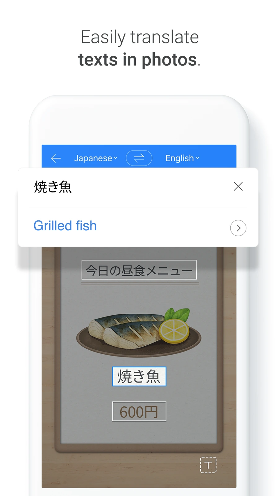 NAVER Papago mobile photo translation interface