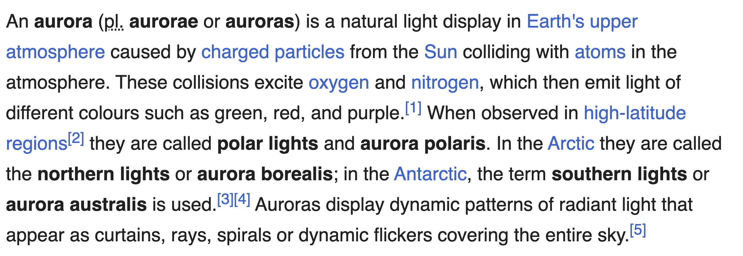 Texto original en inglés del artículo de la Wikipedia sobre las auroras