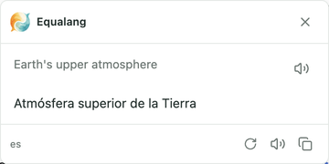 Resultado de la traducción de selección en la página