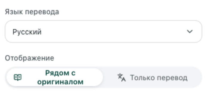 Панель настроек расширения Equalang