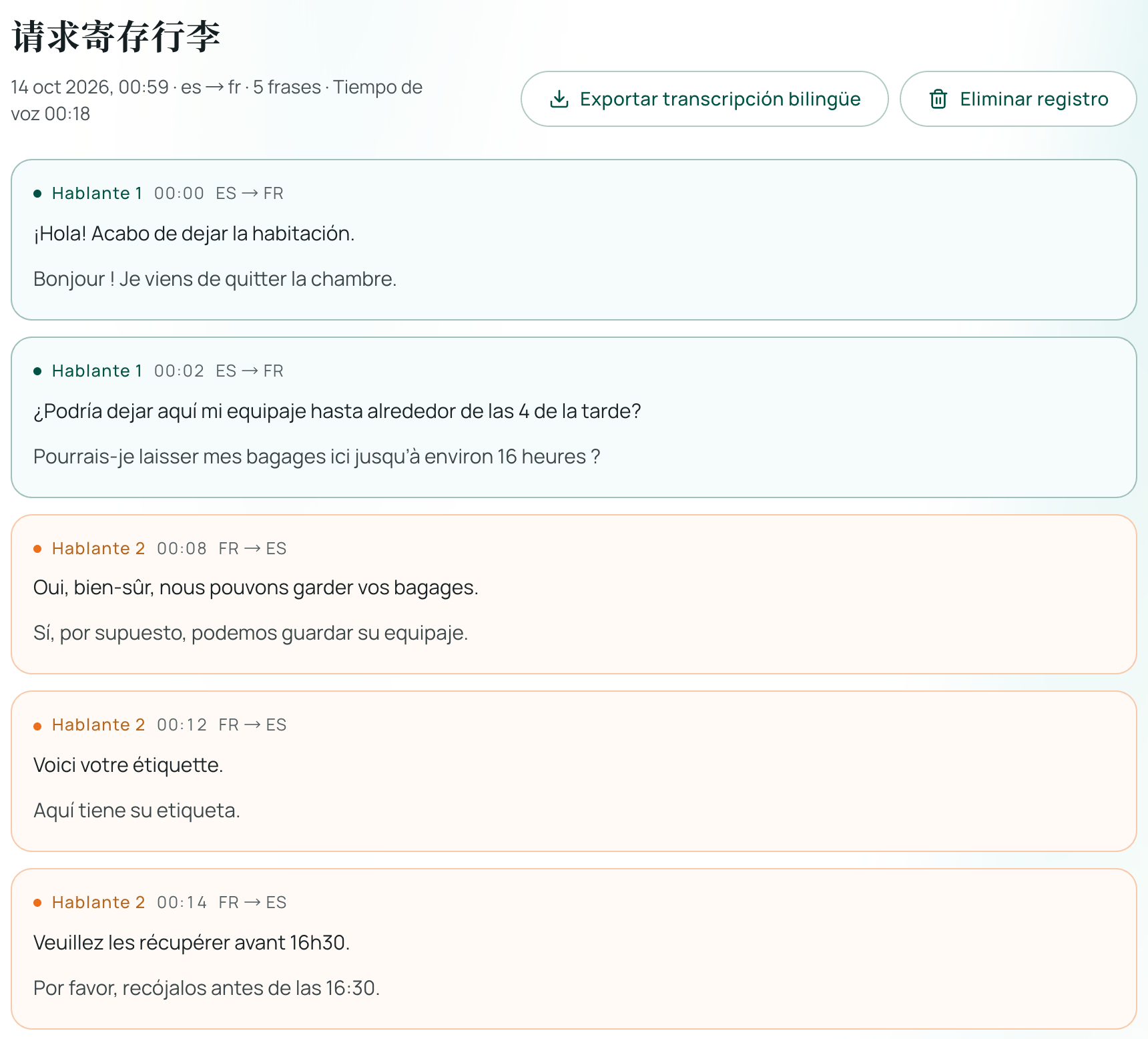 Historial de la conversación