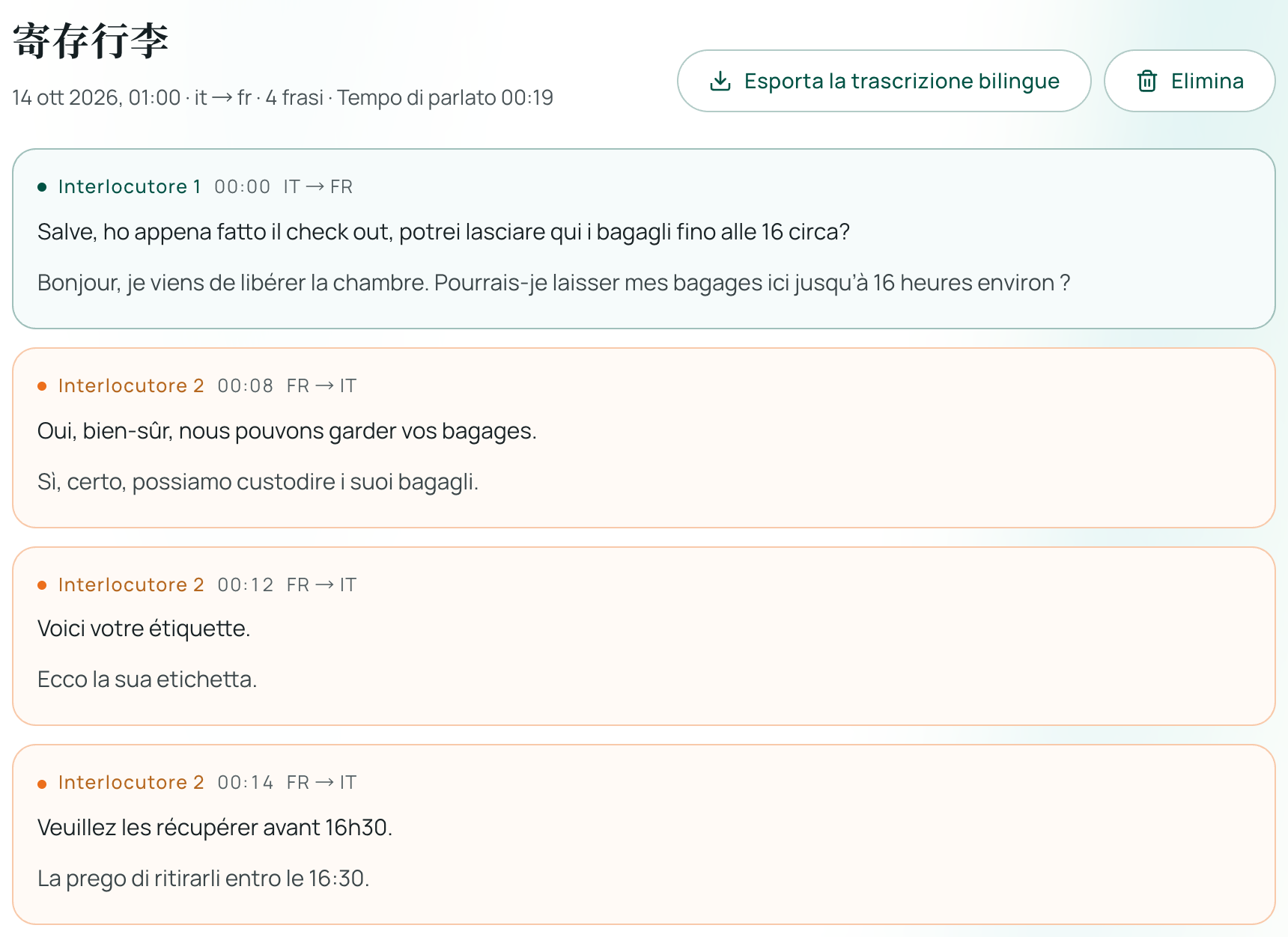 Cronologia della conversazione