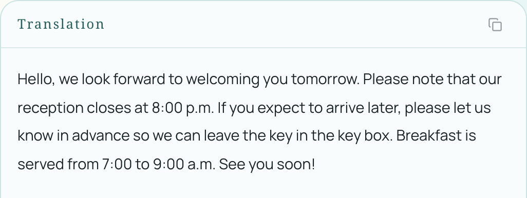 French email translated to English