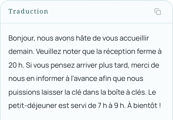 E-mail en anglais traduit en français