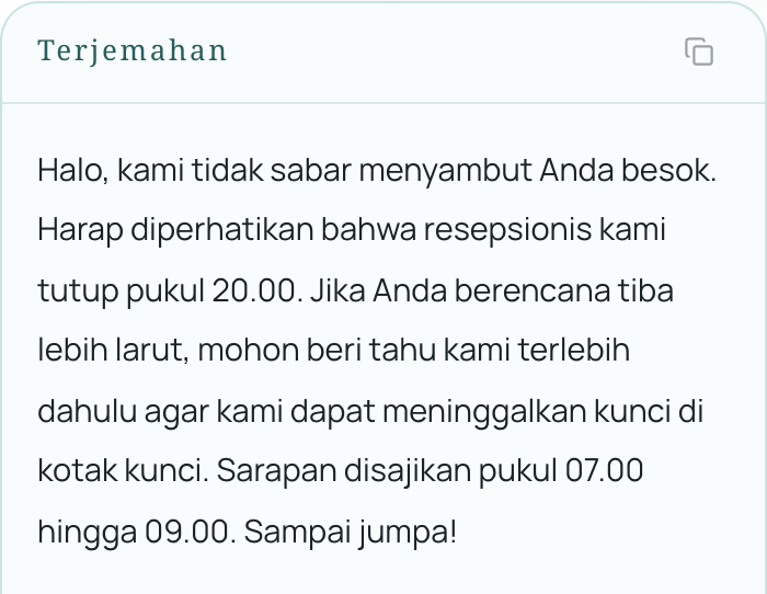 Email berbahasa Prancis yang diterjemahkan ke bahasa Indonesia