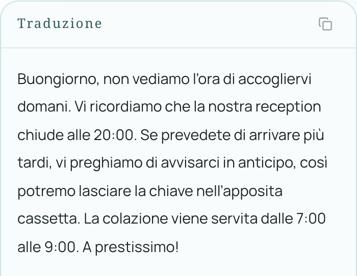 Email in francese tradotta in italiano