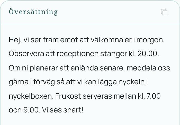 Fransk e-post översatt till svenska