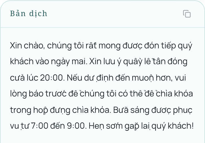 Email tiếng Pháp được dịch sang tiếng Việt