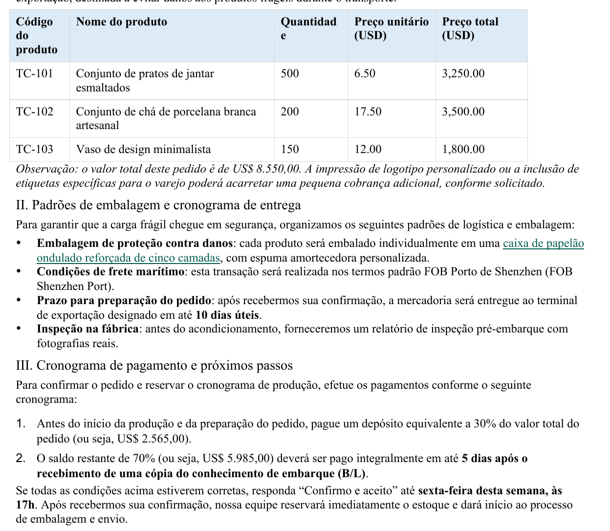 Visão detalhada da tabela e listas traduzidas em português