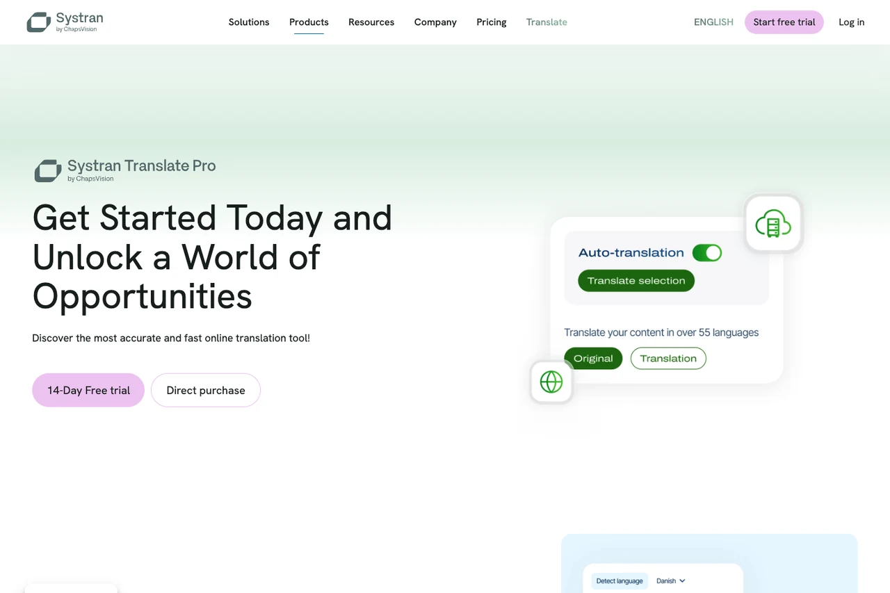SYSTRAN Translate Pro official product page