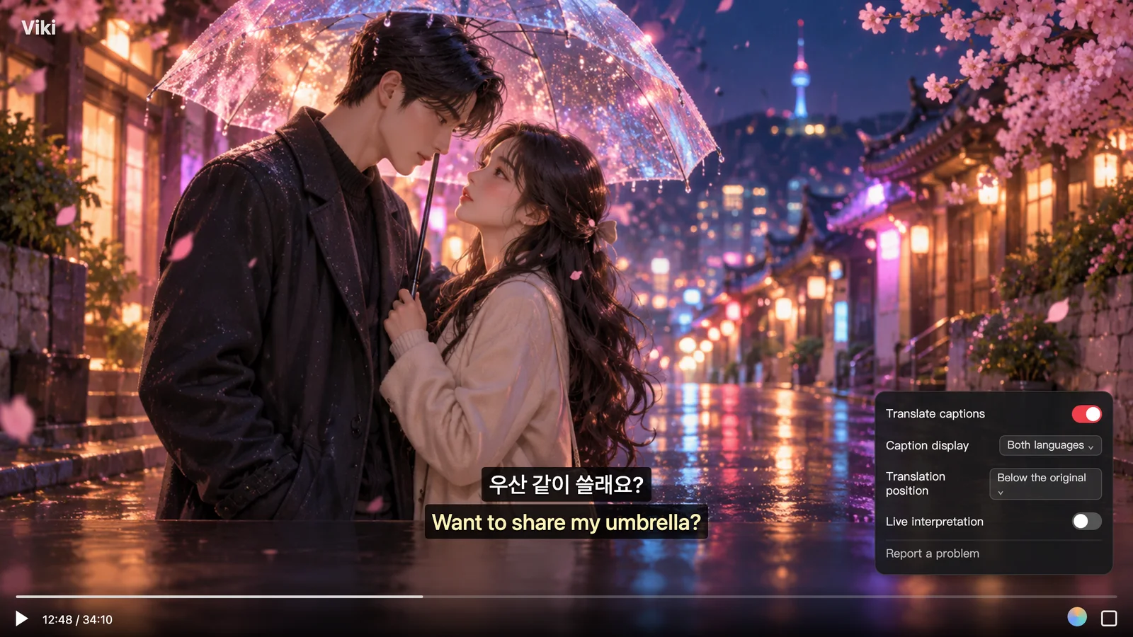 Rakuten Viki 이중 자막 예시 일러스트
