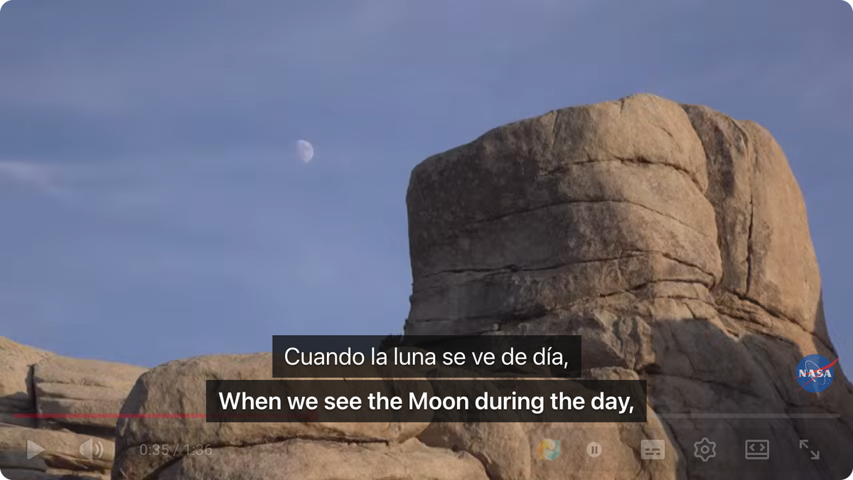 Bilingual subtitles in NASA video