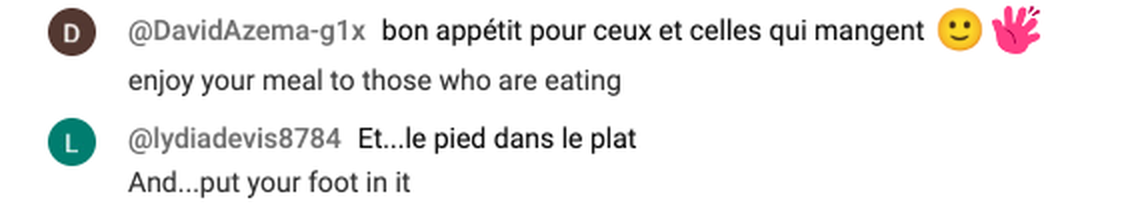YouTube live chat French to English translation
