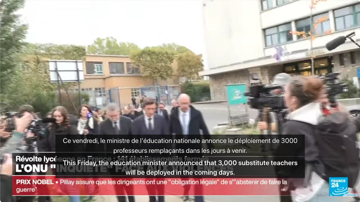 French live stream audio interpretation to English